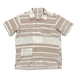 Engineered Garments Dobby Stripe Woven Camp Vacation S/S Shirt Beige Mens XS